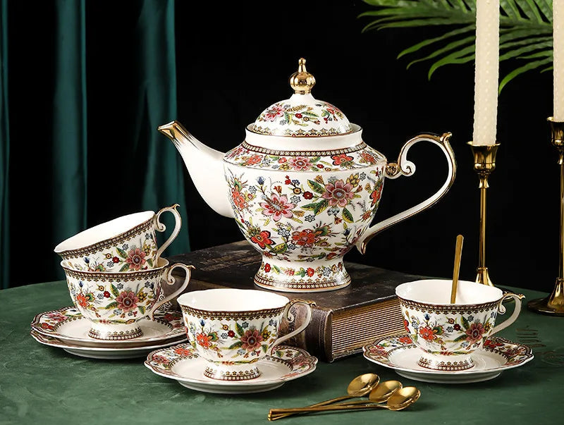 French floral bone china coffee cup and saucer set by 𝕄𝕔 𝕋𝕙𝕖 𝔹𝕝𝕒𝕔𝕜 𝔻𝕚𝕒𝕞𝕠