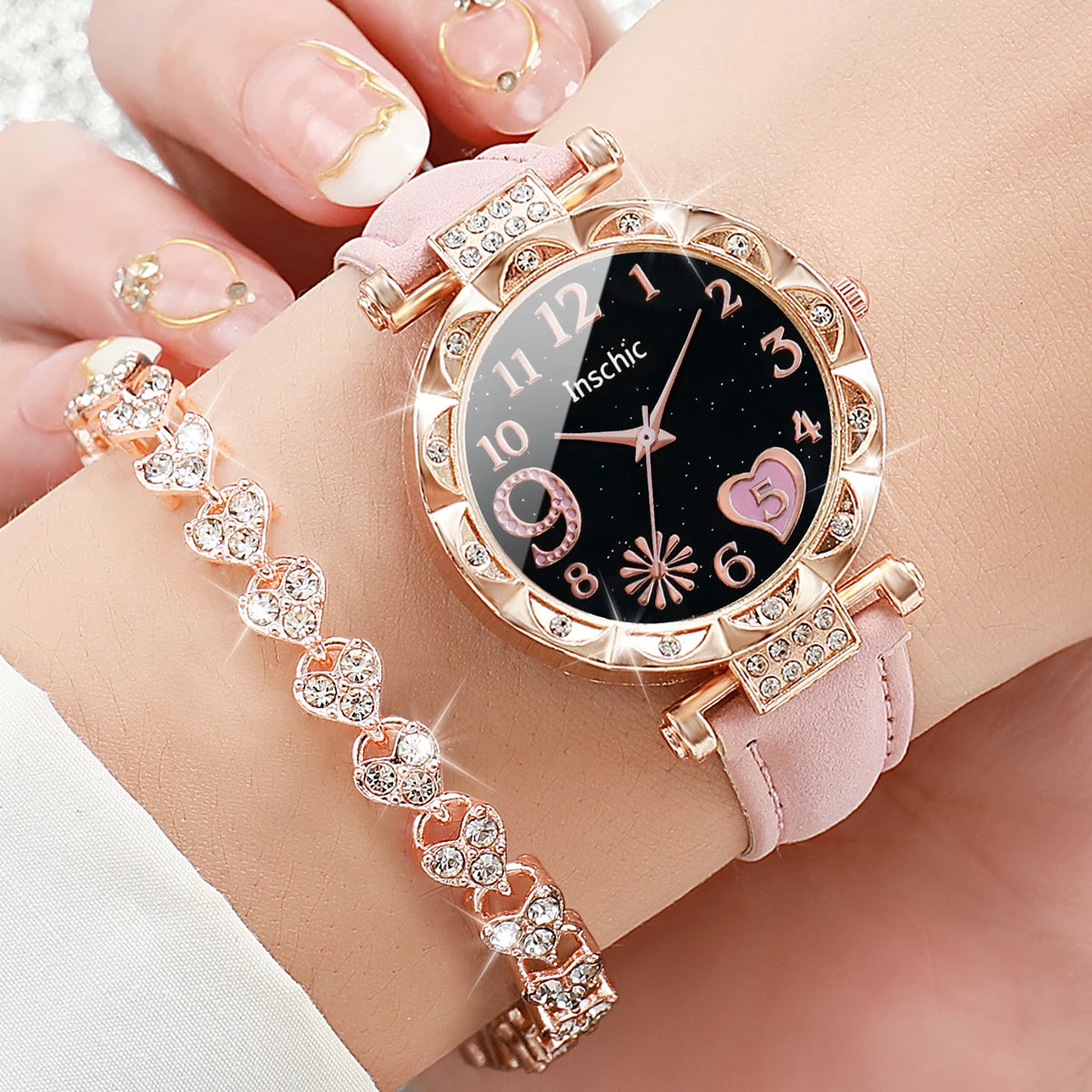 Set of 2/4/6PCS fashion rhinestone women watches by 𝕄𝕔 𝕋𝕙𝕖 𝔹𝕝𝕒𝕔𝕜 𝔻𝕚𝕒�
