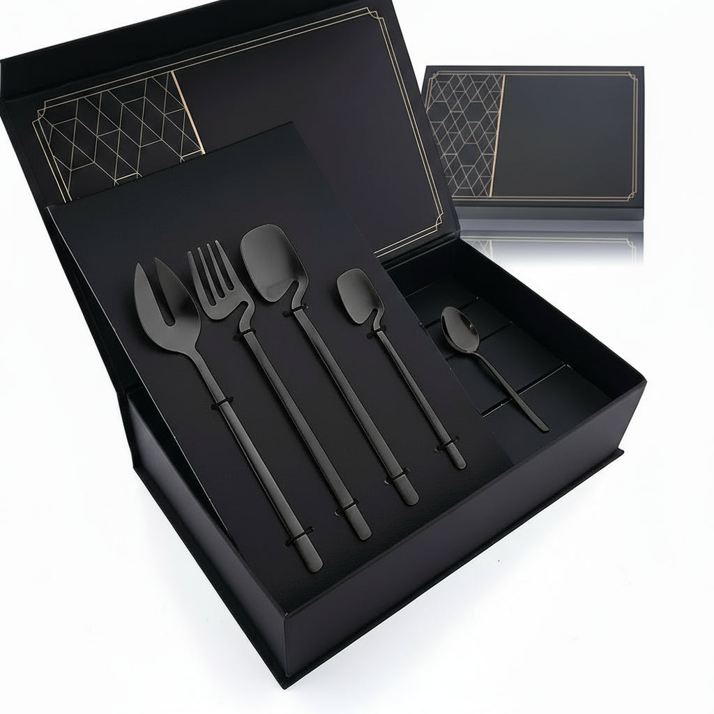 Black matte stainless steel cutlery set from 𝕄𝕔 𝕋𝕙𝕖 𝔹𝕝𝕒𝕔𝕜 𝔻𝕚𝕒𝕞𝕠𝕟