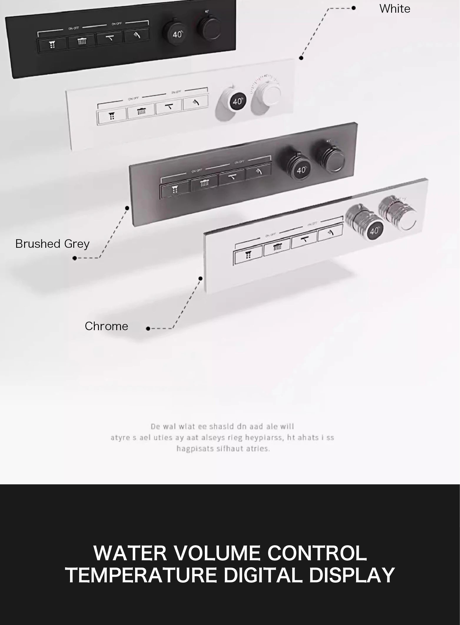 Luxury gray brass shower system with ceiling design, LED display, dual hot and cold controls, from 𝕄𝕔 𝕋𝕙𝕖 𝔹𝕝𝕒𝕔𝕜 𝔻𝕚�