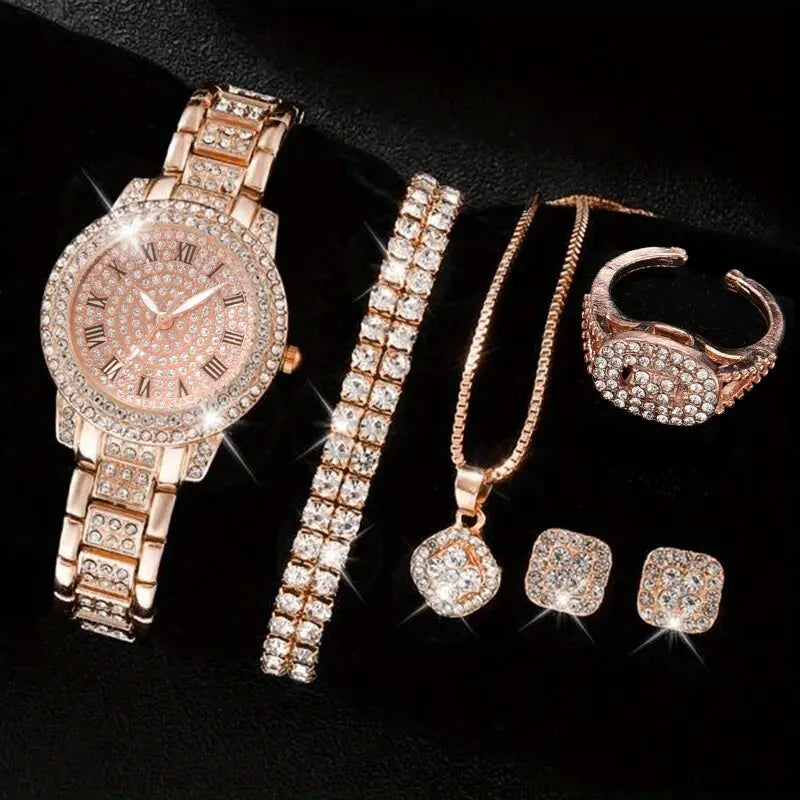 Six elegant women's alloy watches by MC The Black Diamonds, featuring sleek designs and shiny finishes.