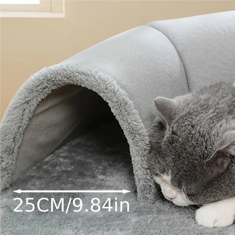 MC THE BLACK DIAMOND cozy cat tunnel bed and play mat, small animal habitat accessory with soft fabric and tunnel design.