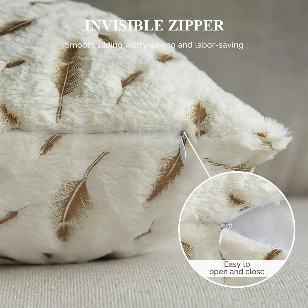 Gold feather decorative pillow cover by 𝕄𝕔 𝕋𝕙𝕖 𝔹𝕝𝕒𝕔𝕜 𝔻𝕚𝕒𝕞𝕠𝕟�
