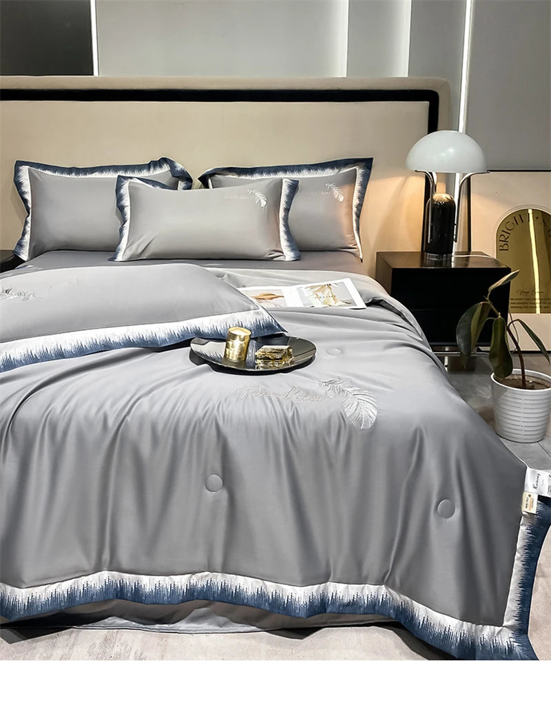 Feather embroidered summer blanket from 𝕄𝕔 𝕋𝕙𝕖 𝔹𝕝𝕒𝕔𝕜 𝔻𝕚𝕒𝕞𝕠𝕟�