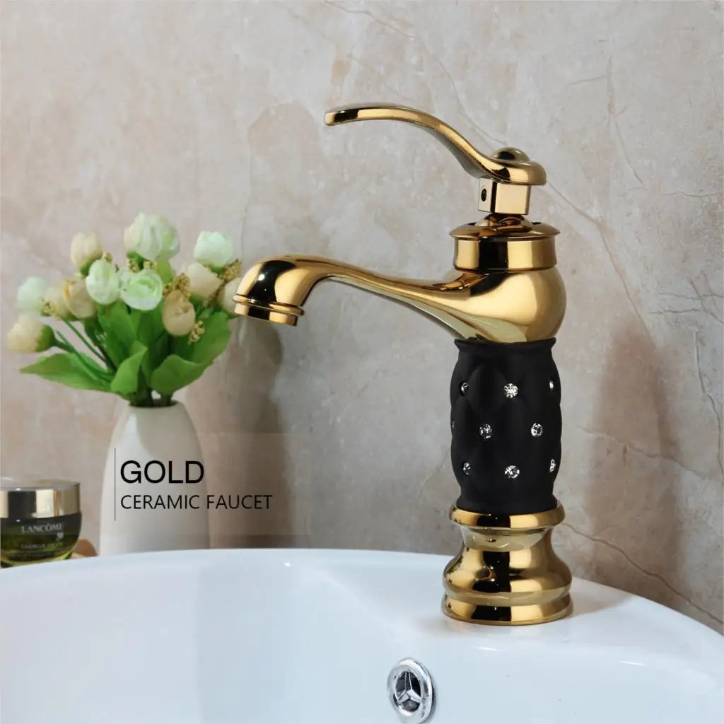 MC Gold Polished Counter Top Bathroom Faucet