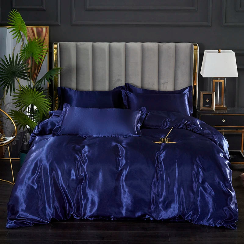 Silky satin duvet cover set with 3 pieces from 𝕄𝕮 𝕋𝕙𝕖 𝔹𝕝𝕒𝕔𝕜 𝔻𝕚𝕒𝕞𝕠