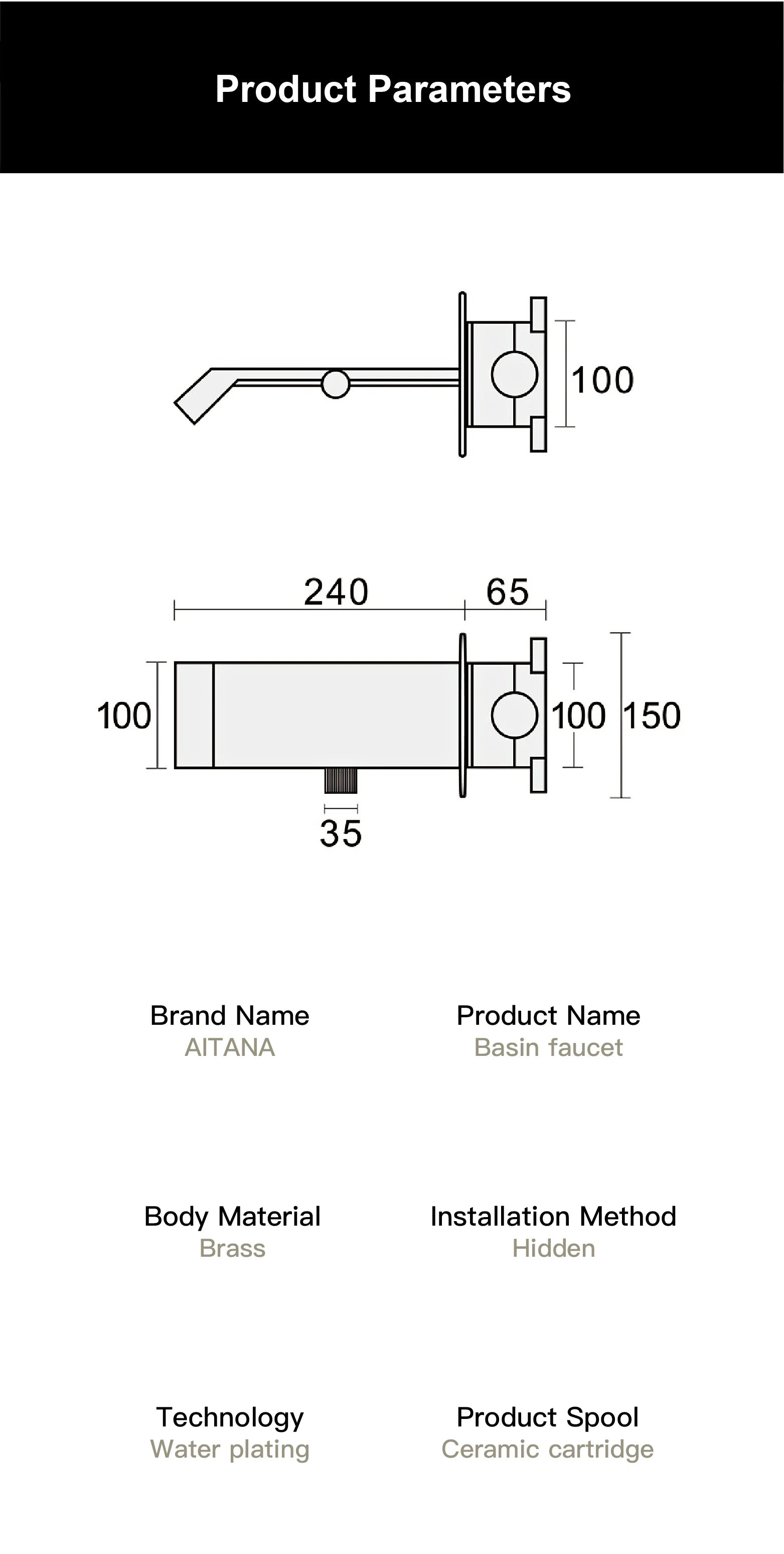 Luxury gray brass bathroom faucet with LED digital display, modern home decor by MC THE BLACK DIAMOND