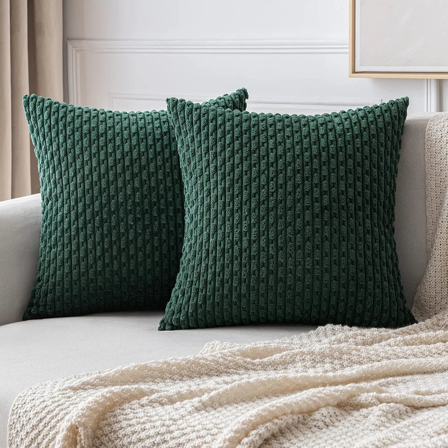 Dark green 16x16 inch corduroy throw pillow cover by 𝕄𝕔 𝕋𝕙𝕖 𝔹𝕝𝕒𝕔𝕜 𝔻𝕚𝕒𝕞