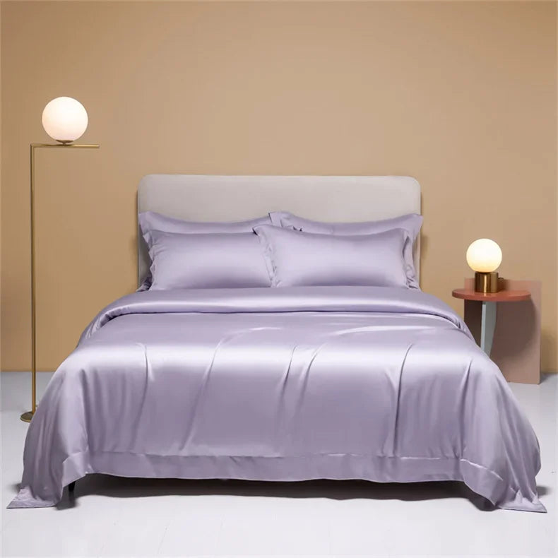Natural Mulberry Silk duvet cover in solid color, showcasing smooth fabric and high-quality finish, from 𝕄𝕔 𝕋𝕙𝕖 𝔹𝕝𝕒𝕔𝕜 𝔻𝕚�