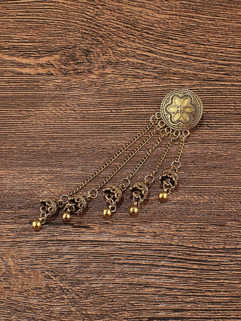 Vintage ethnic bohemian bell earrings with tassels and floral design, featuring long Indian-style pendant jewelry by 𝕄𝕔 𝕋𝕙𝕖 𝔹𝕝𝕒𝕔𝕜 𝔻𝕚