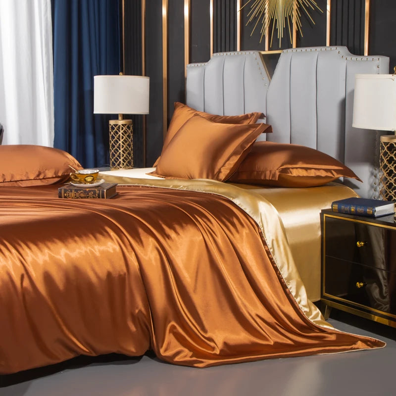 Luxury MC THE BLACK DIAMOND bedsheet set with pillowcases for single or double beds, featuring elegant fabric and a stylish design.