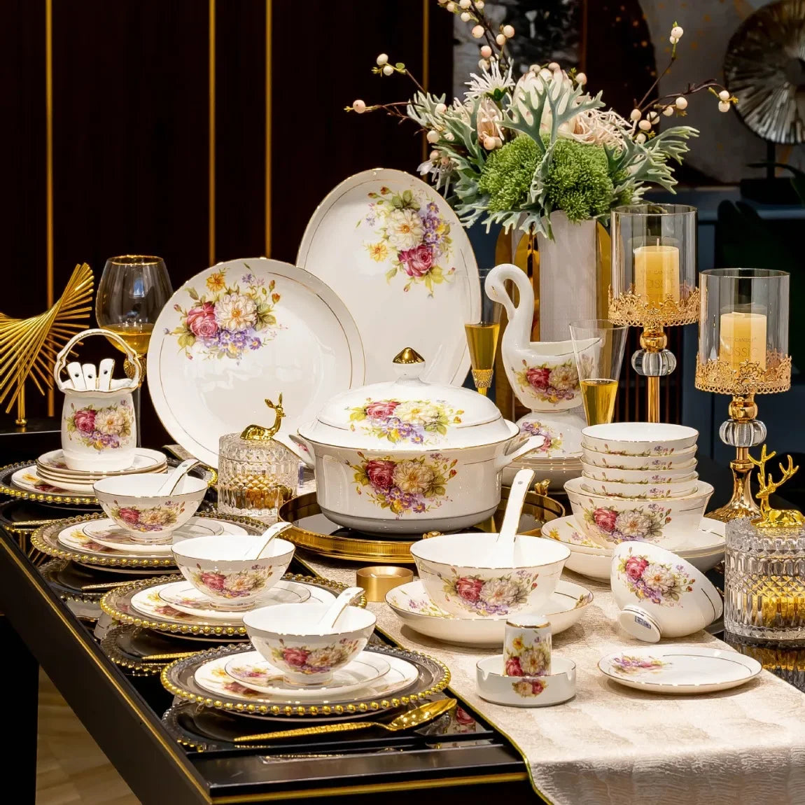 Set of 60-piece European style dinnerware by 𝕄𝕮 𝕋𝕙𝕖 𝔹𝕝𝕒𝕔𝕜 𝔻𝕚𝕒𝕞𝕠�