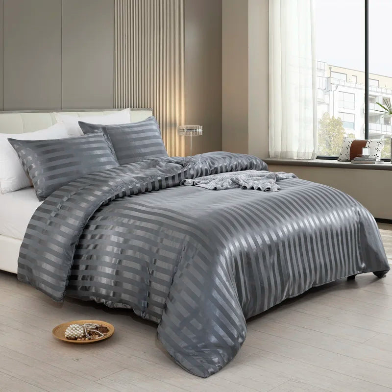 Luxury satin striped duvet cover set by 𝕄𝕔 𝕋𝕙𝕖 𝔹𝕝𝕒𝕔𝕜 𝔻𝕚𝕒𝕞𝕠𝕟�