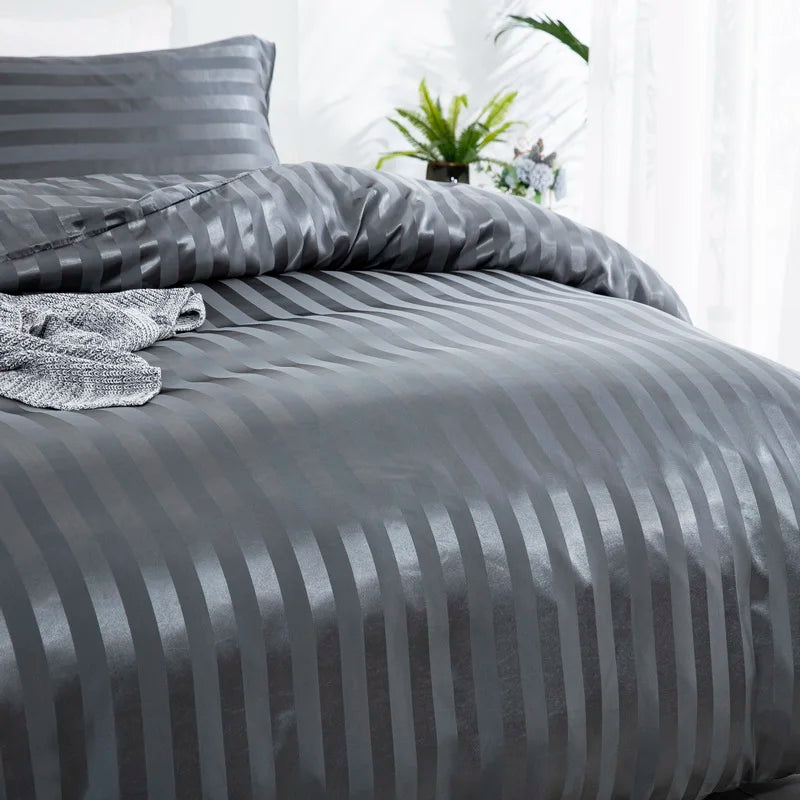 Luxury satin striped duvet cover set by 𝕄𝕔 𝕋𝕙𝕖 𝔹𝕝𝕒𝕔𝕜 𝔻𝕚𝕒𝕞𝕠𝕟�