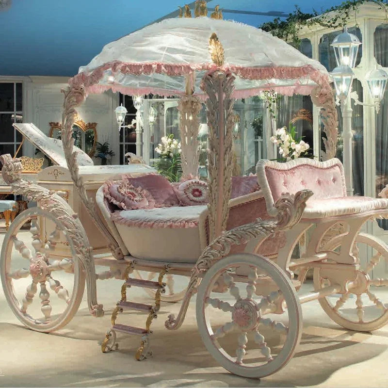 Royal Craftsman No. 1 European pink princess bed carriage by MC THE BLACK DIAMOND, a charming solid wood children's girl’s bed.