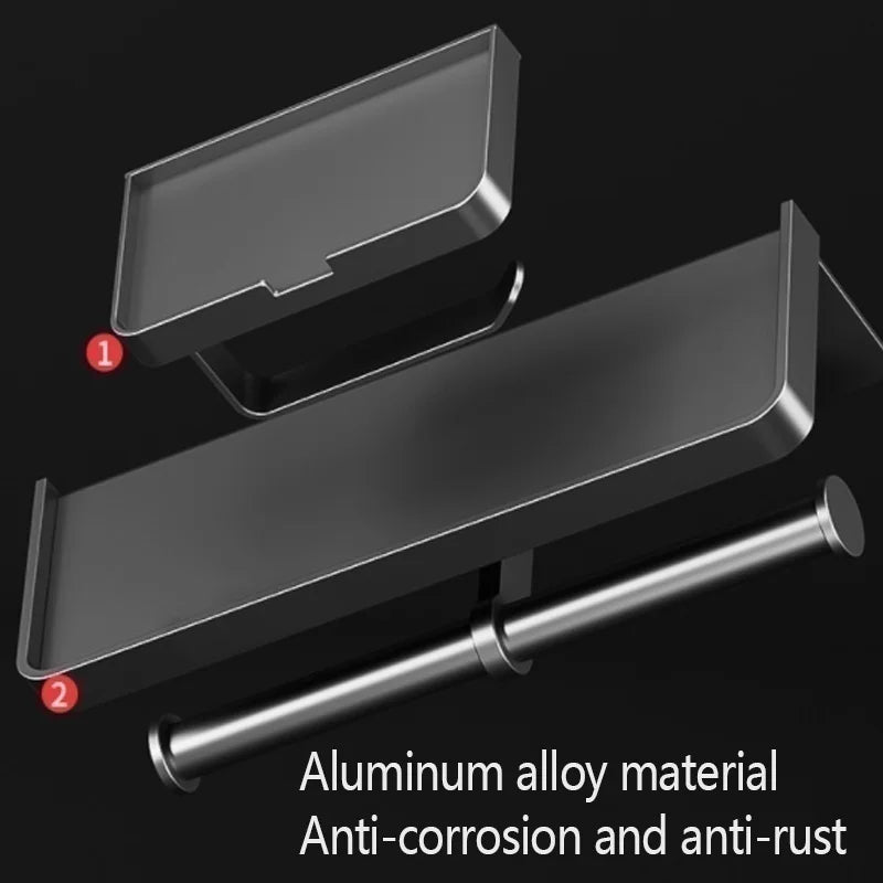 Wall-mounted MC THE BLACK DIAMOND toilet paper holder with waterproof tissue tube storage for bathroom organization