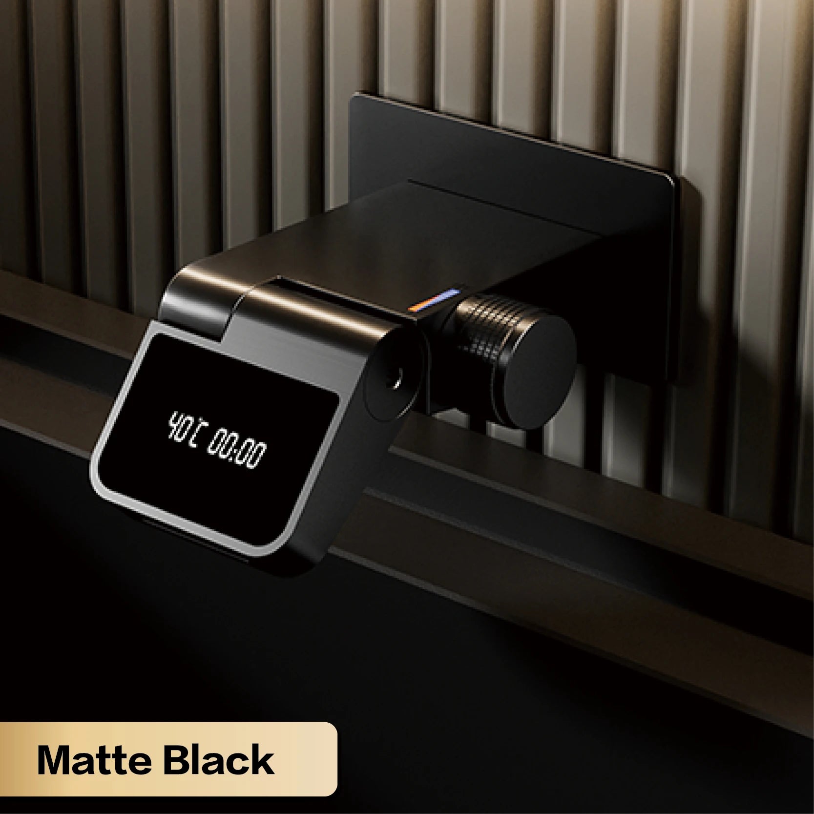 Luxury brass wall-mounted bathroom sink faucet with LED digital display, hot and cold dual control, white finish, from 𝕄𝕔 𝕋𝕙𝕖 𝔹𝕝𝕒𝕔𝕜 𝔻�