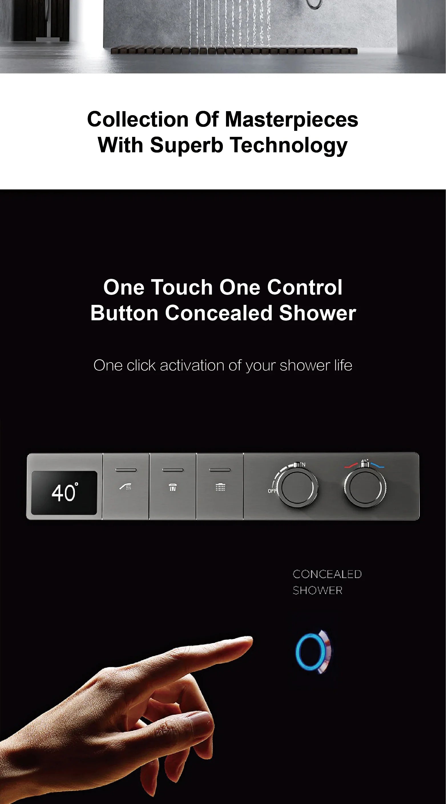 Luxury brass gun gray ceiling shower system with LED display, hot and cold water control, embedded bathroom faucet by šš ššš š¹šššš š»ļæ½