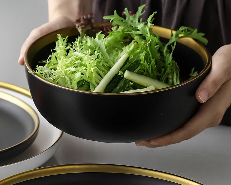 Black and white matte porcelain dinner plate from MC THE BLACK DIAMOND, kitchenware, with a smooth, sleek surface design.