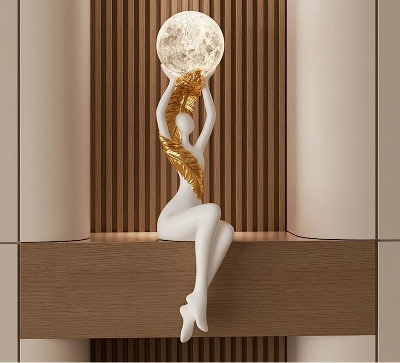 Resin luxury solid color figurines by MC THE BLACK DIAMOND, luminous character wine cabinet figurines for modern home decor.