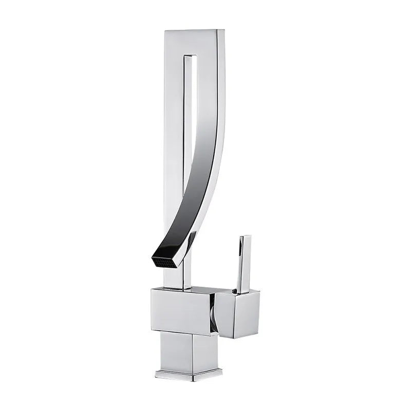 Elegant brass square basin faucet for bathroom sinks by MC THE BLACK DIAMOND, showcasing sleek design and polished finish.