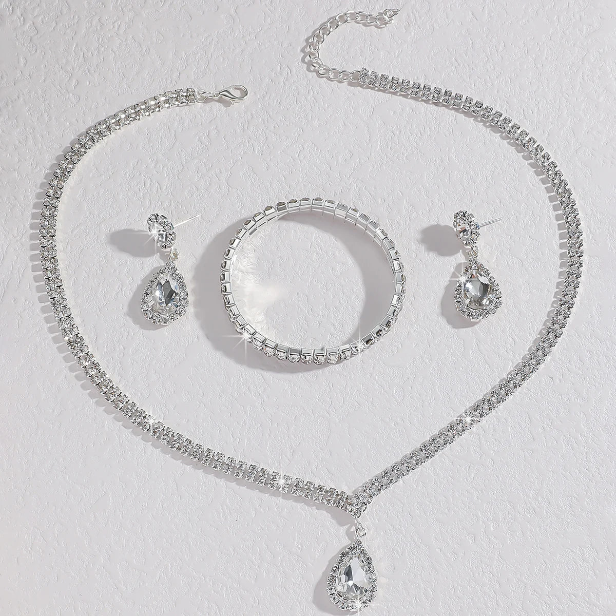 Wedding Season women's jewelry set with copper claw chain water drop necklace, earrings, and bracelet by 𝕄𝕔 𝕋𝕙𝕖 𝔹𝕝𝕒𝕔𝕜 𝔻𝕚�