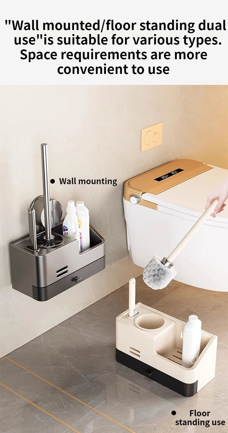 Wall-mounted bathroom storage rack with suction cups and toilet brush from ๐๐ ๐๐๐ ๐น๐๐๐๐ ๐ป๐๐๐๏ฟฝ