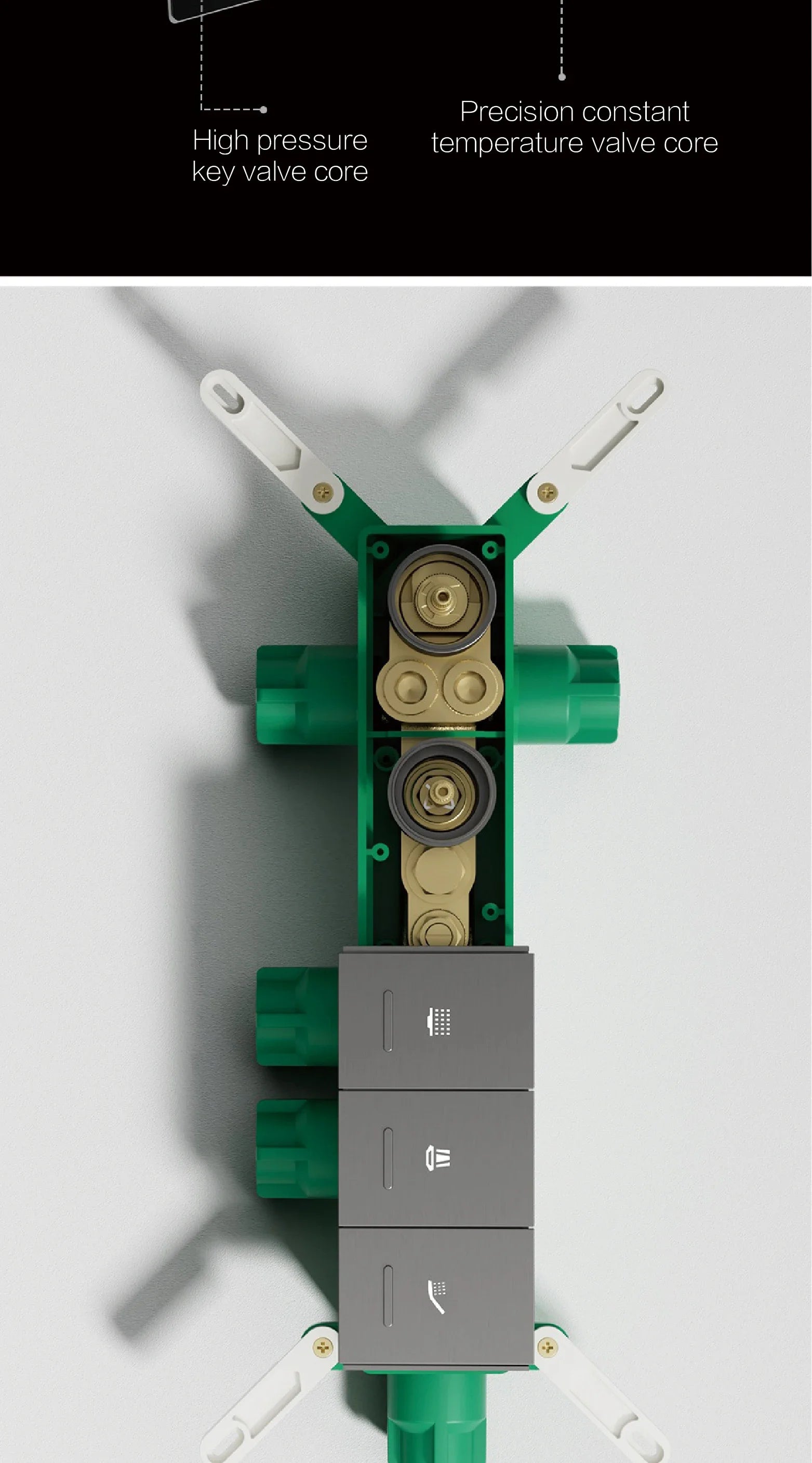 Luxury brass gun gray ceiling shower system with LED digital display, hot and cold water control, embedded bathroom faucet by šš® ššš š¹šššš š»ļæ½