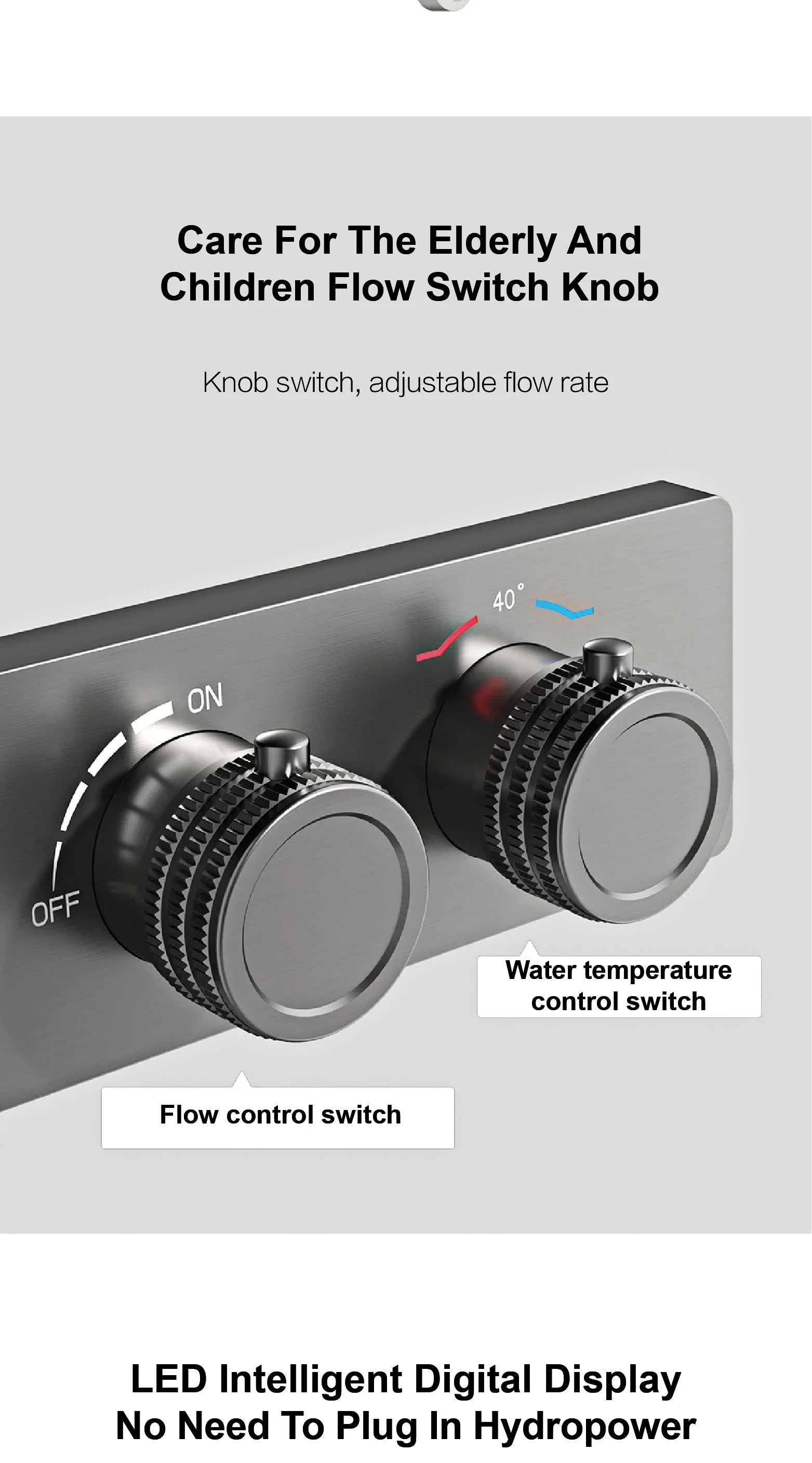 Luxury brass gun gray ceiling shower system with LED digital display, hot and cold water, embedded bathroom faucet by šš ššš š¹šššš š»ļæ½