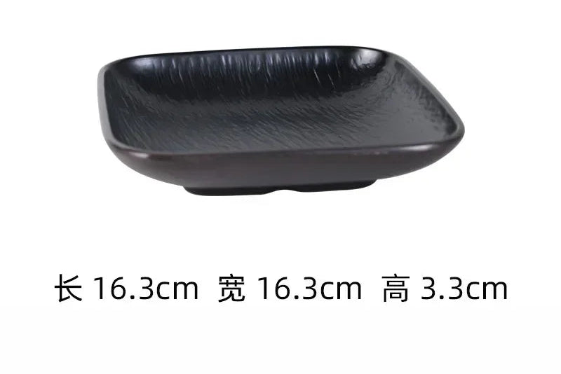 Black frosted melamine dinner plate from 𝕄𝕔 𝕋𝕙𝕖 𝔹𝕝𝕒𝕔𝕜 𝔻𝕚𝕒𝕞𝕠𝕟