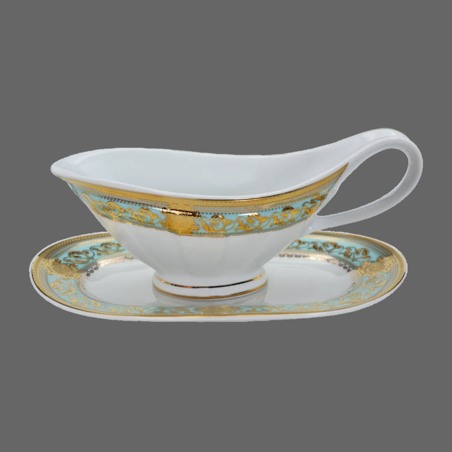 Luxury MC THE BLACK DIAMOND embossed gold porcelain dinnerware set with elegant bone china, perfect for upscale table settings.