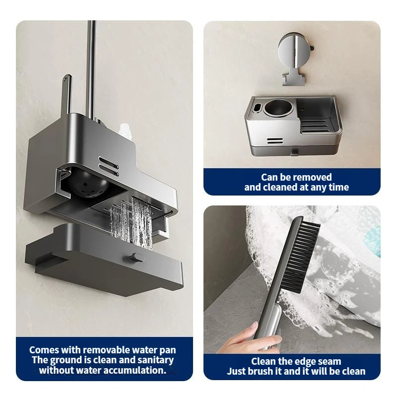 Wall-mounted bathroom storage rack with suction cups and toilet brush from ๐๐ฎ ๐๐๐ ๐น๐๐๐๐ ๐ป๐๐๐๏ฟฝ