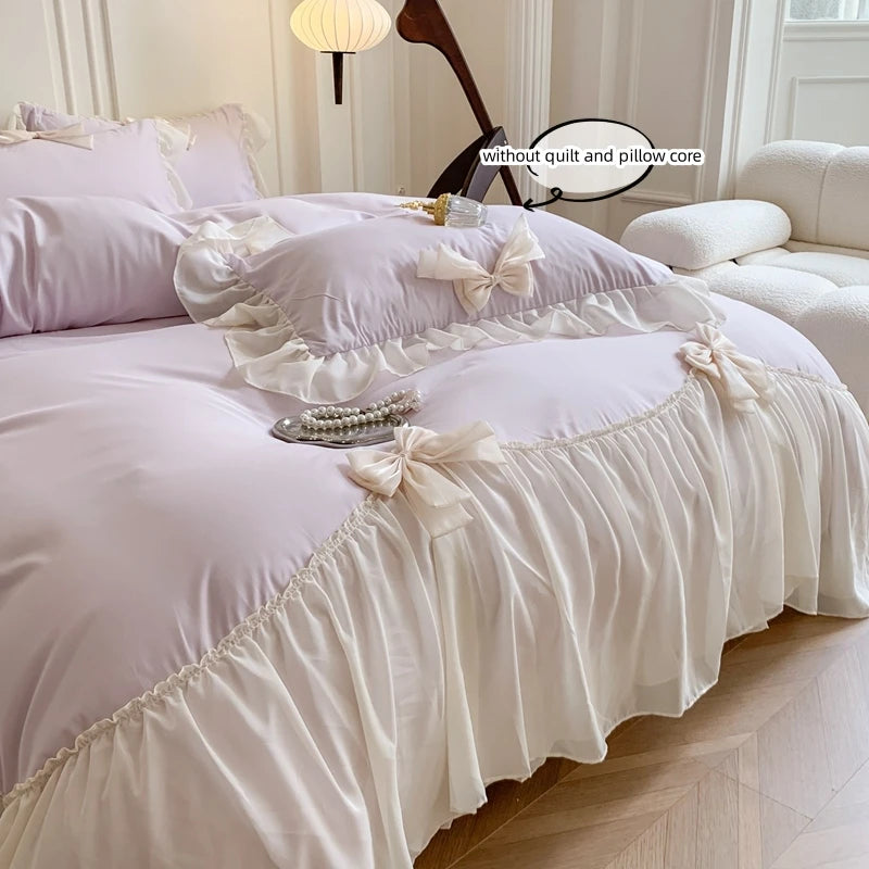 3-piece white bedding set with ruffled duvet cover from ๐๐ฎ ๐๐๐ ๐น๐๐๐๐ ๐ป๐๐๐๐