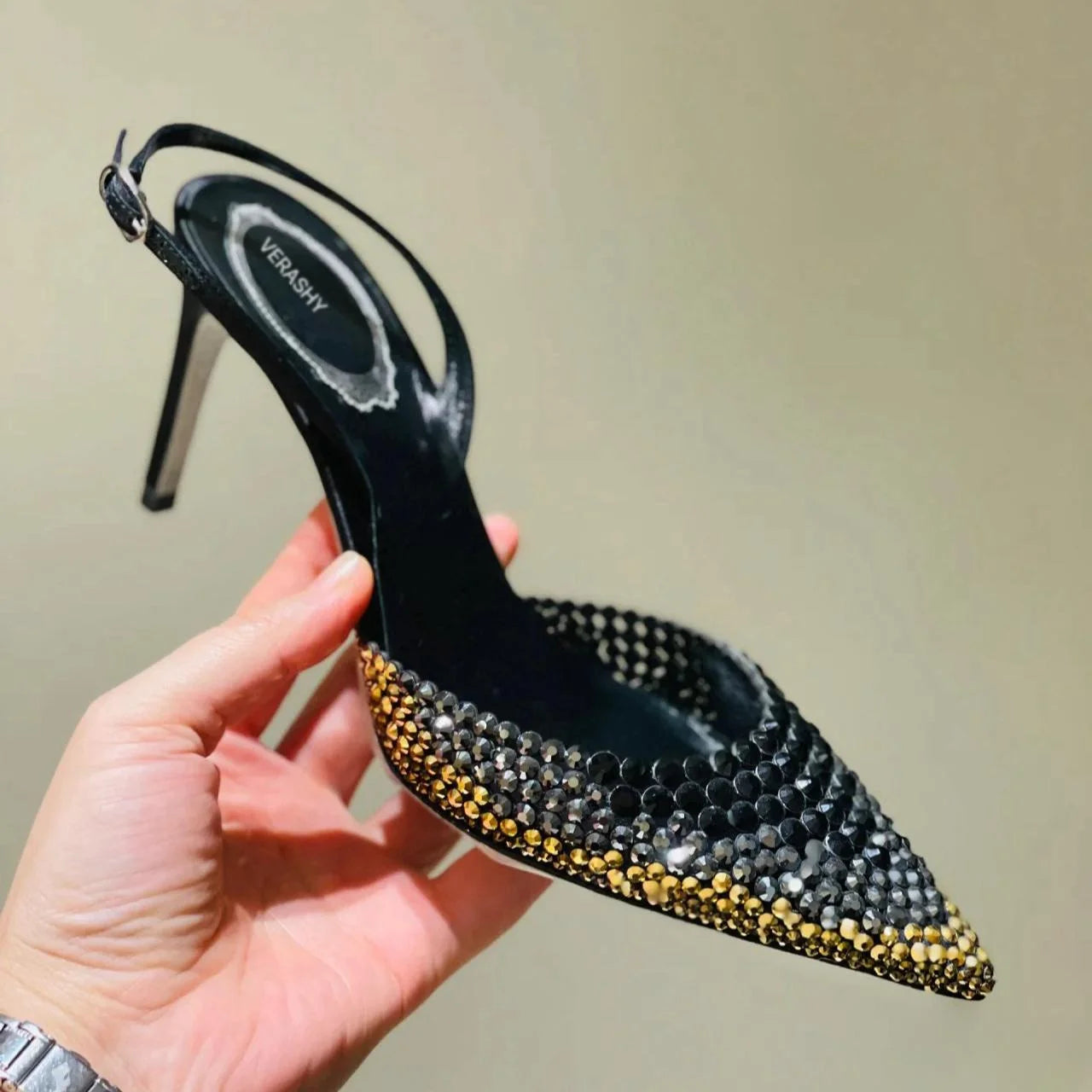 Luxury Rhinestones gradient slingback heels by 𝕄𝕔 𝕋𝕙𝕖 𝔹𝕝𝕒𝕔𝕜 𝔻𝕚𝕒𝕞𝕠𝕟