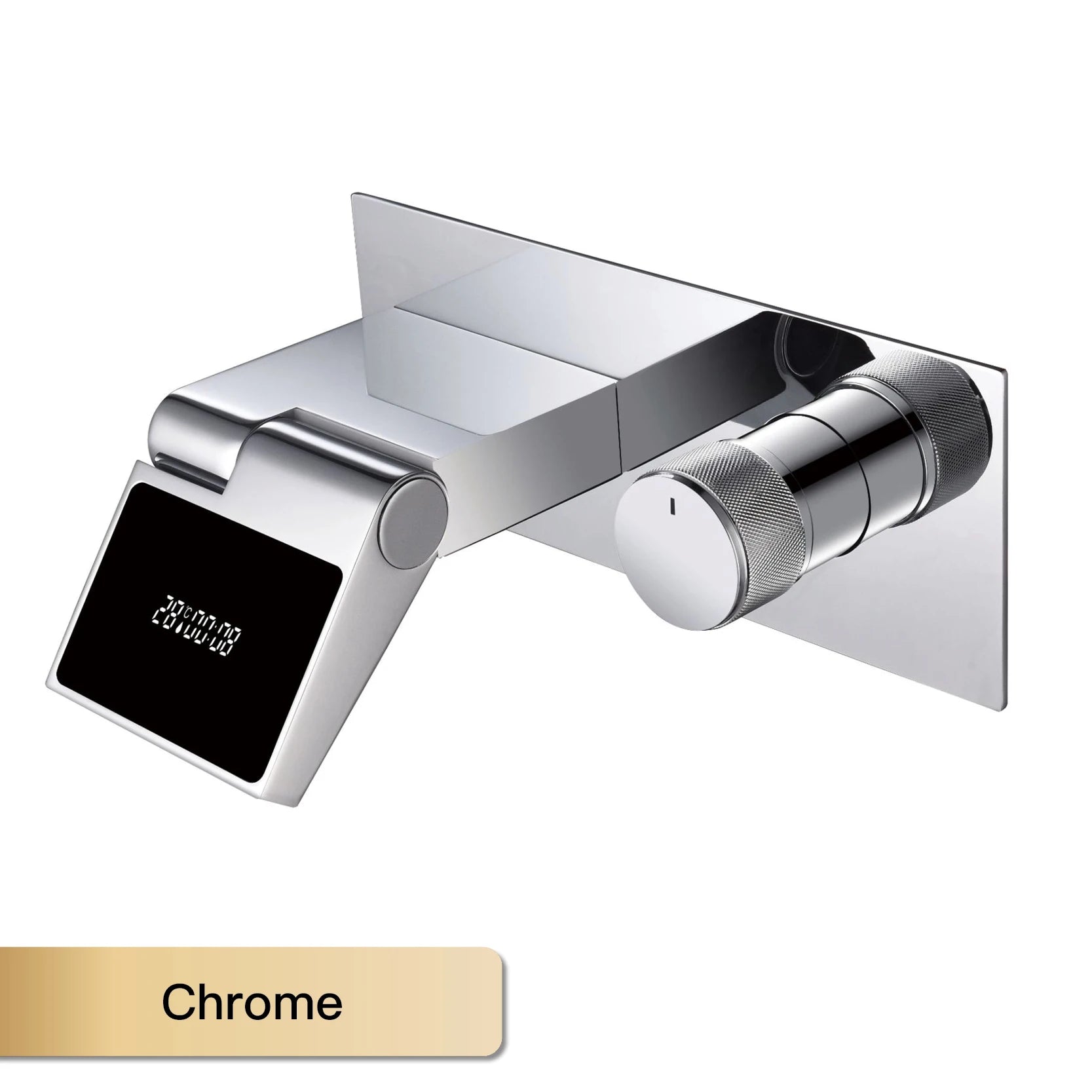 Black brass bathroom faucet with LED digital display and single handle for hot and cold water control, designed for wash basins.