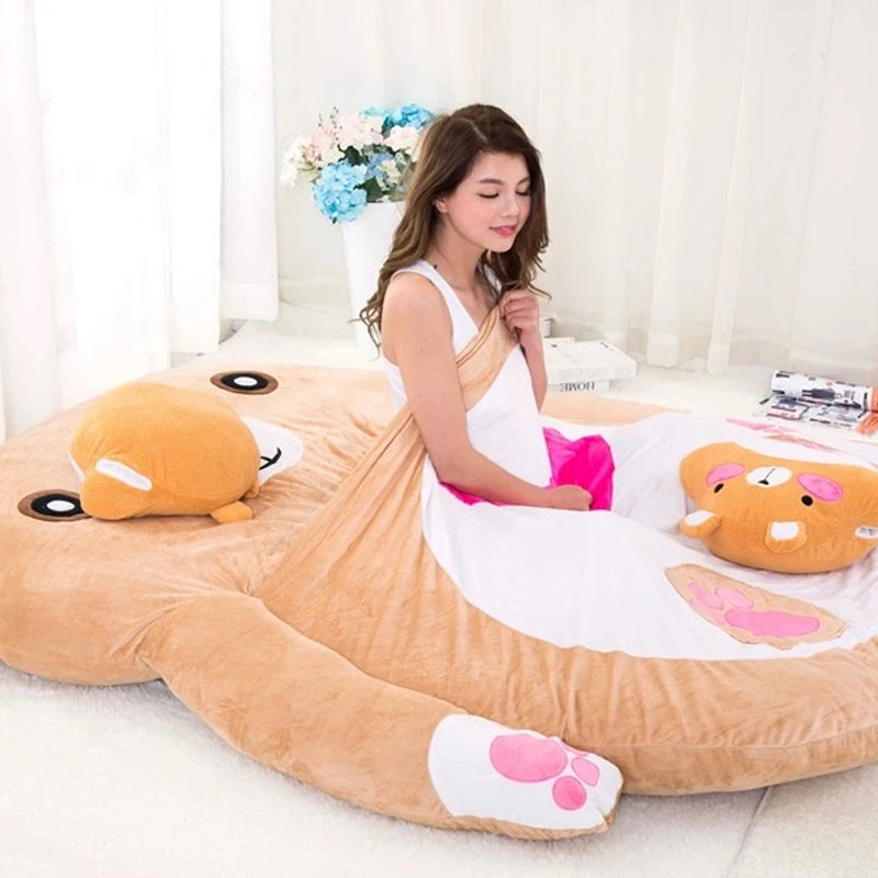 MC THE BLACK DIAMOND cartoon mattress lazy sofa bed for adults, flexible futon furniture with a playful design and comfortable seating.