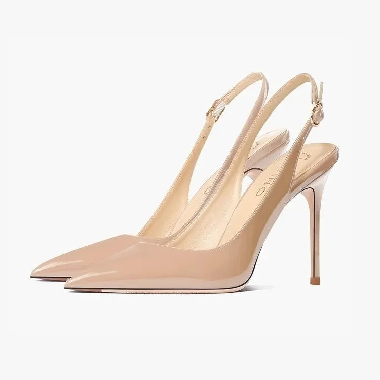 MC THE BLACK DIAMOND summer heel sandals with pointed tips, patent leather straps, and elegant design for fashionable women's party shoes
