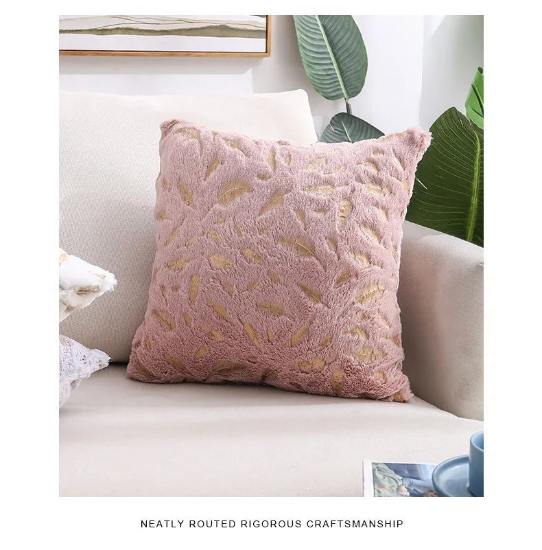 Gold feather pattern on plush velvet pillow cover from 𝕄𝕔 𝕋𝕙𝕖 𝔹𝕝𝕒𝕔𝕜 𝔻𝕚𝕒𝕞𝕠�