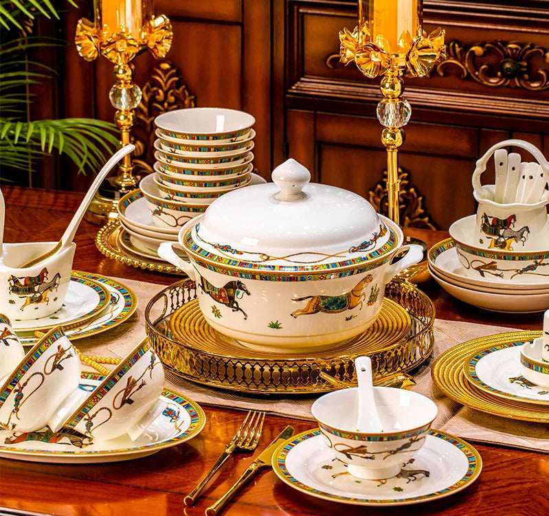 High-temperature bone china dishes set by 𝕄𝕔 𝕋𝕙𝕖 𝔹𝕝𝕒𝕔𝕜 𝔻𝕚𝕒𝕞𝕠𝕟�
