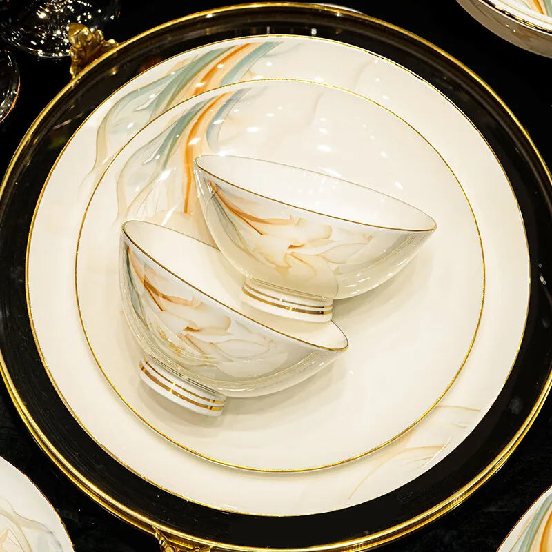 Jingdezhen high-end bowl and plate set by 𝕄𝕔 𝕋𝕙𝕖 𝔹𝕝𝕒𝕔𝕜 𝔻𝕚𝕒𝕞𝕠