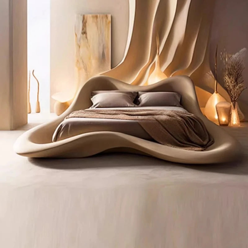 Modern black bed by MC THE BLACK DIAMOND with soft, simple, and comfortable design for a stylish bedroom setting.