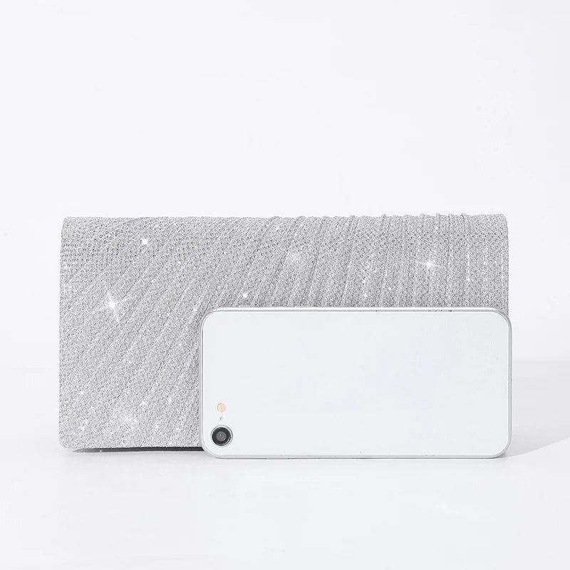 Women's black glitter evening shoulder clutch handbag by 𝕄𝕔 𝕋𝕙𝕖 𝔹𝕝𝕒𝕔𝕜 𝔻𝕚𝕒𝕞𝕠𝕟