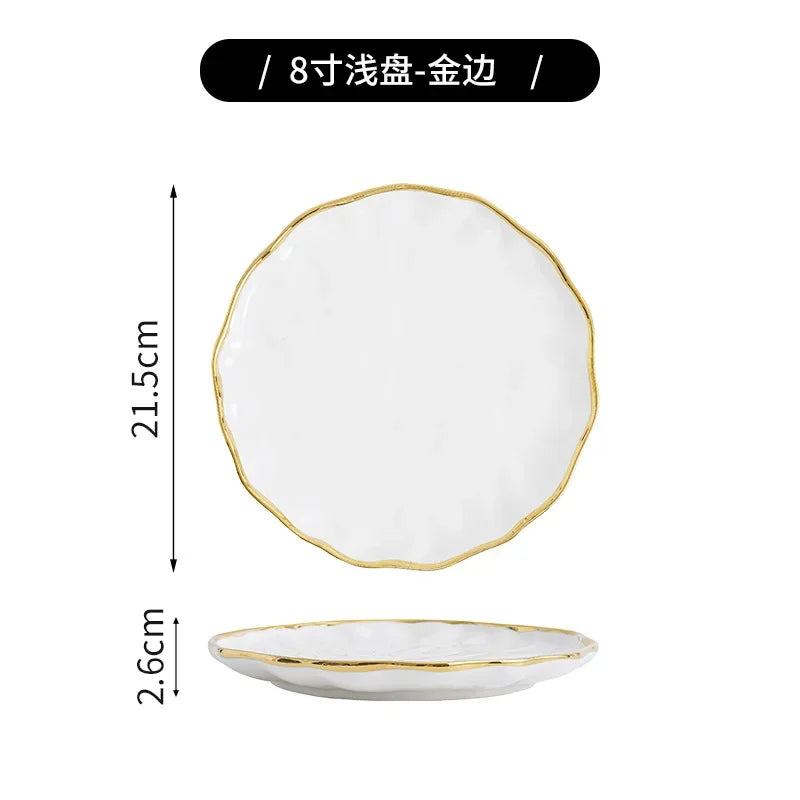 Elegant ceramic dinnerware set from MC THE BLACK DIAMOND, featuring stylish light luxury household tableware with plates and bowls.