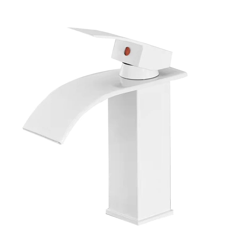 Black Waterfall Bathroom Faucet and Basin Vanity Vessel Sink by MC THE BLACK DIAMOND, sleek modern bath fixture with waterfall spout