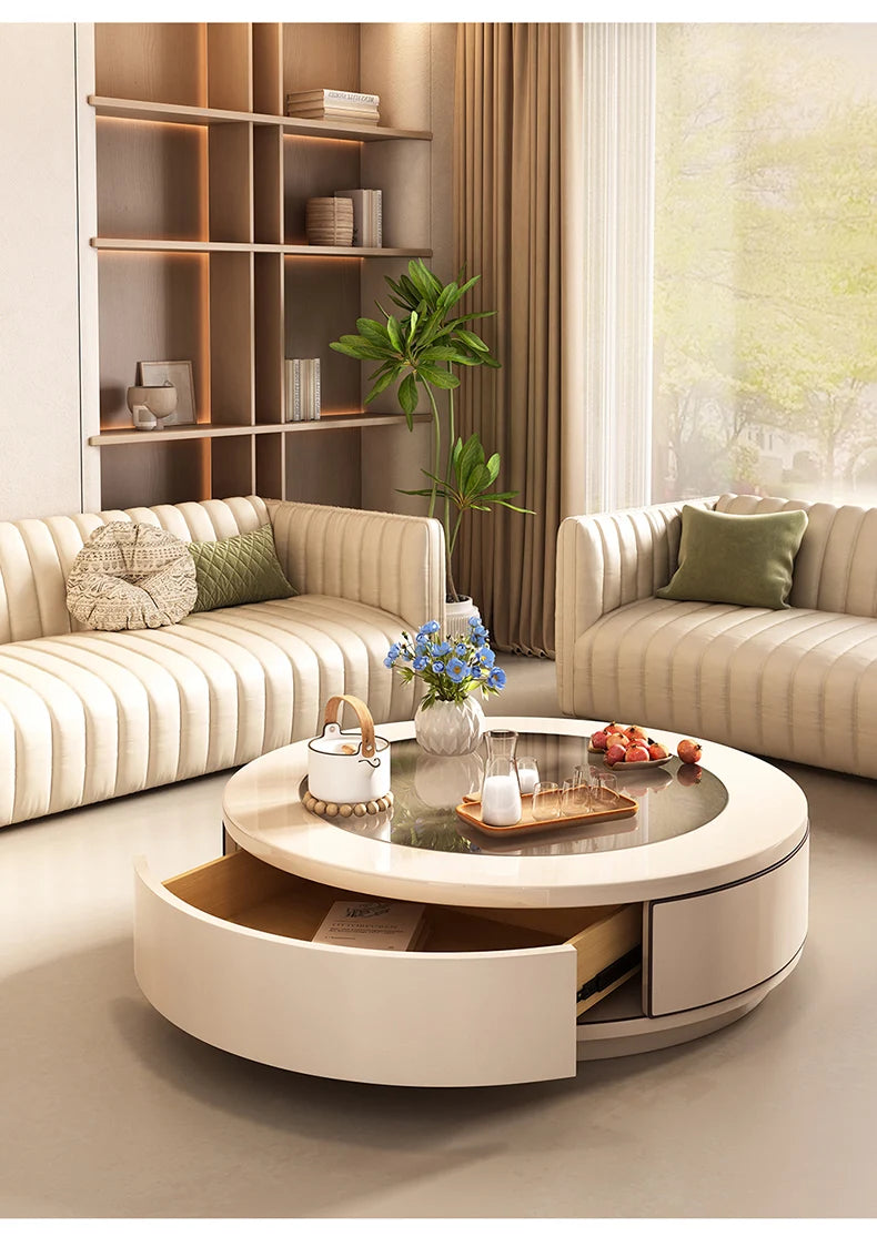 Minimalist Nordic-style luxury coffee table by MC THE BLACK DIAMOND, featuring sleek aesthetic design and modern storage functionality.