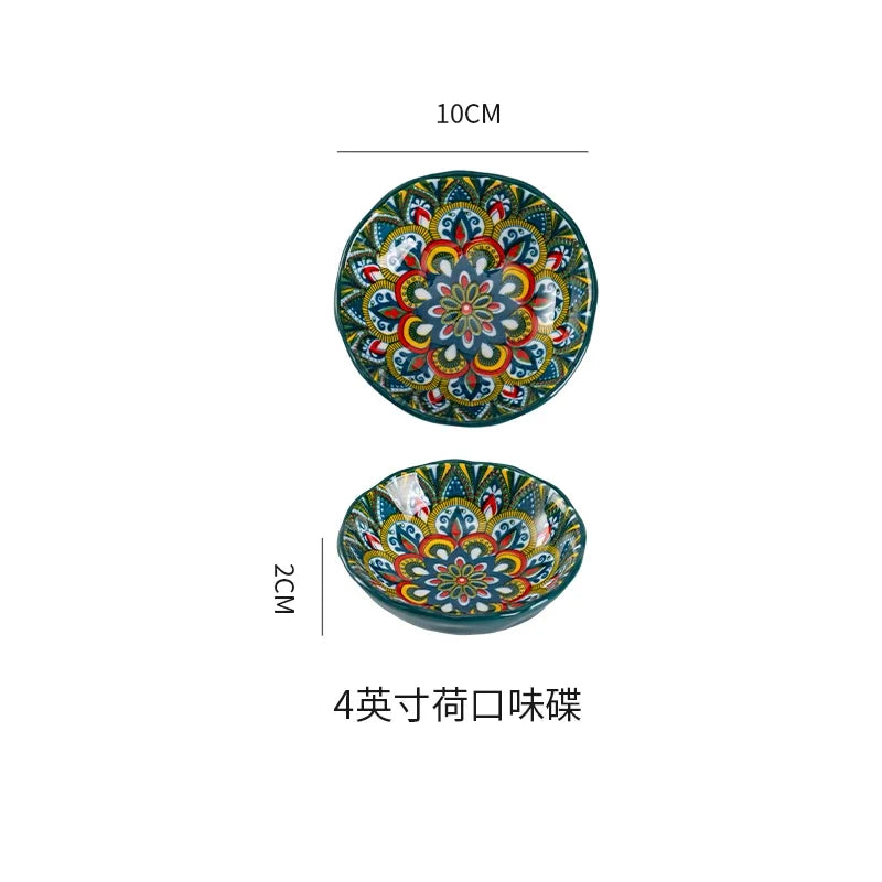 Bohemia ceramic rice bowl serving plate with intricate black and white patterns, designed by ๐๐ ๐๐๐ ๐น๐๐๐๐ ๐ป๐๐