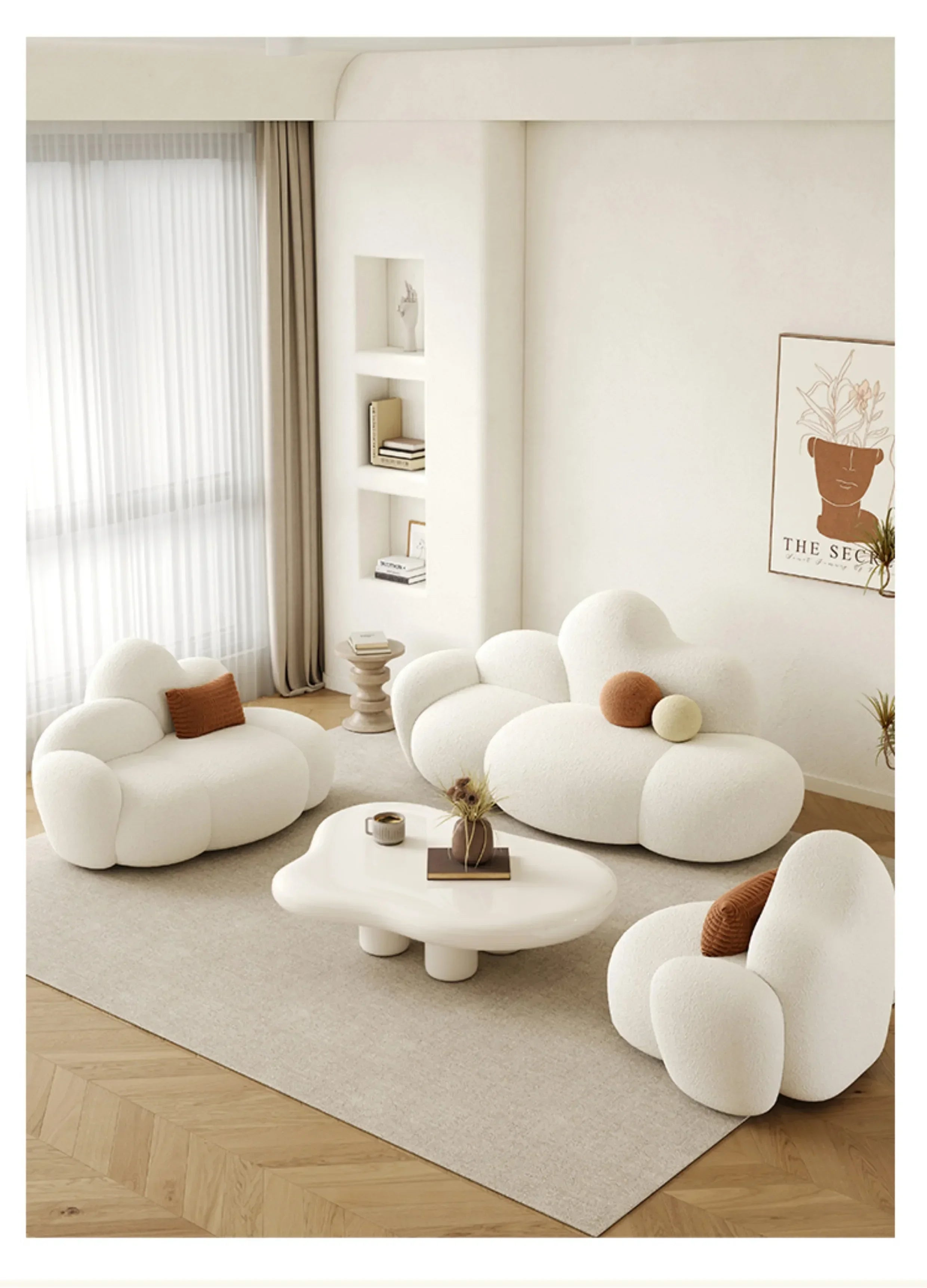White MC THE BLACK DIAMOND living room sofa with plush cushions, designed for relaxing and outdoor lounging comfort.