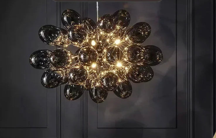 Modern grape-shaped chandelier by 𝕄𝕔 𝕋𝕙𝕖 𝔹𝕝𝕒𝕔𝕜 𝔻𝕚𝕒𝕞𝕠𝕟𝕕