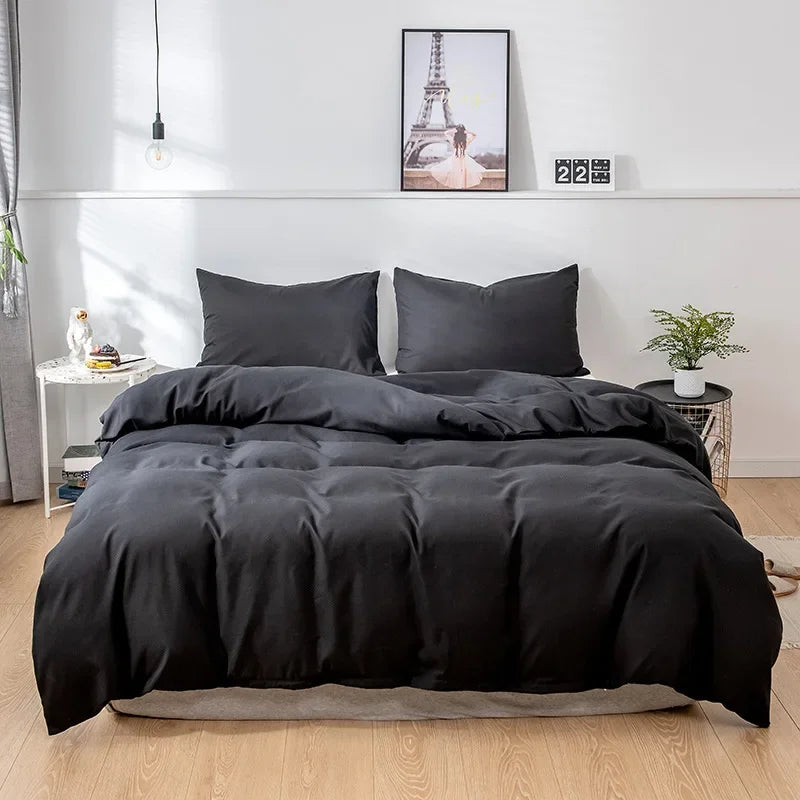 Nordic solid color sanding duvet cover from MC The Black Diamonds, simple and soft bedsheet for a modern bedroom decor.