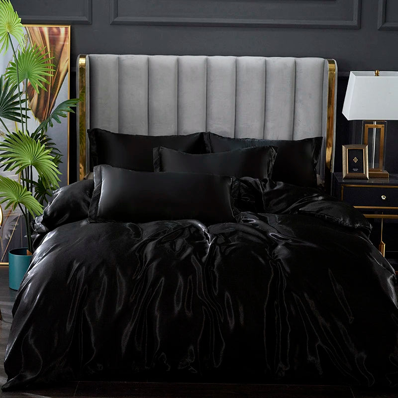 Three-piece silky satin duvet cover set by 𝕄𝕔 𝕋𝕙𝕖 𝔹𝕝𝕒𝕔𝕜 𝔻𝕚𝕒𝕞𝕠𝕟